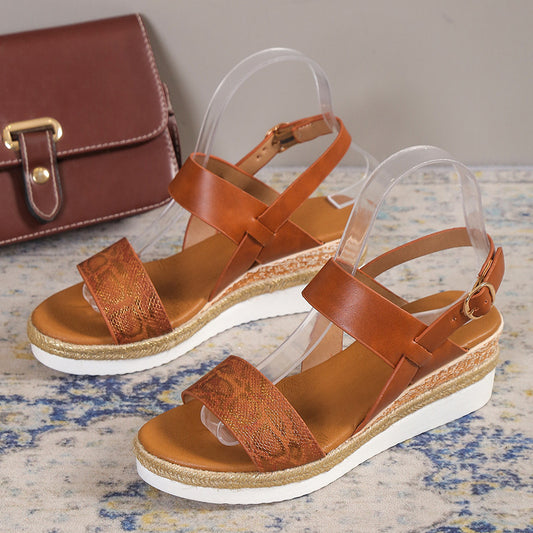 Womens Buckle Ankle Strap Platform Casual Sandals