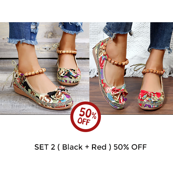 🔥Last Day 69% Off🔥Women's Floral Print Flat Shoes